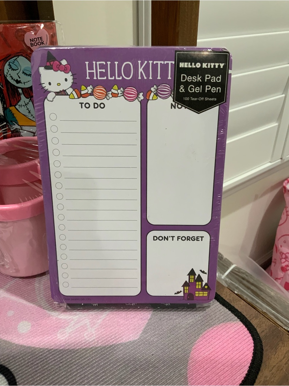 Hello Kitty Purple To-Do Desk Pad with Candy Accents
